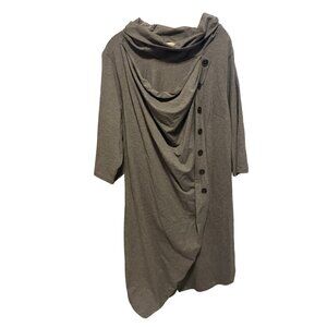 Zapelle Grey Long Sleeve Cowl Neck Wrap Tunic Dress SZ 3X 24W